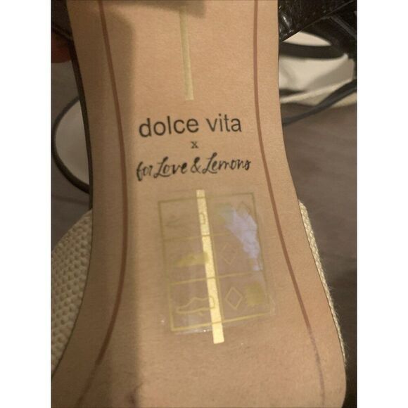 X For Love & Lemons Natalie Heel Sandals Beige Natural Black DOLCE VITA 7.5 - Picture 6 of 7
